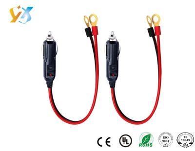 Factory Price Custom Male Cigarette Lighter to O Ring Terminal Extension Cable Wire Harness for Automotive Accessories