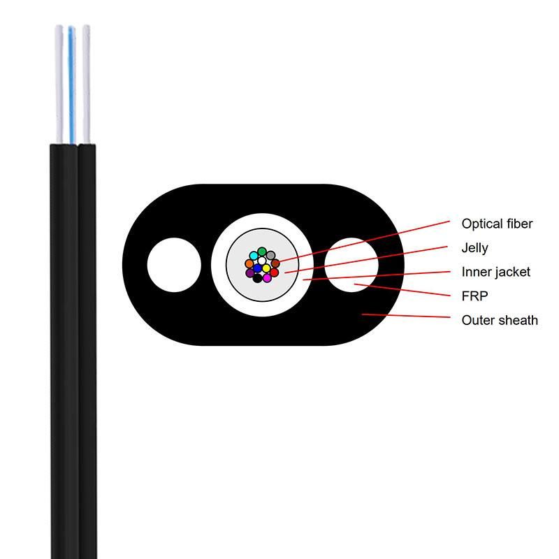 FRP Strength Member 2 Core Optical Cable FTTH Drop Cable 8 Core