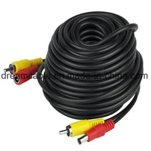 15m Black RCA Video Power Cable with DC Power Supply