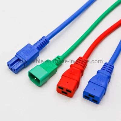 IEC 60320 Power Cords - C20 Plug to C19 Connector, Red, 20A, 250V, 14/3 Sjt