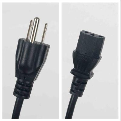 3 Pin Us Canada Power 5-15p Plug Cable with IEC C13 Connector Computer Power Cable