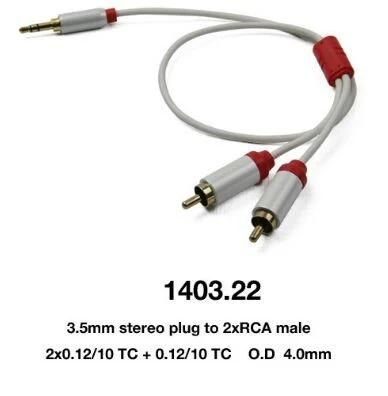 Aux Cable Mini 3.5mm Stereo Plug to 2 X RCA Male (1403-22)
