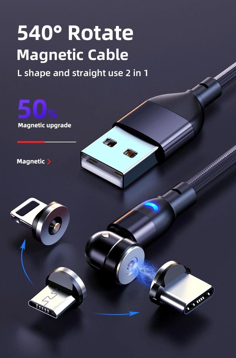 2021 New Product Hot Wholesale LED Flowing Light Magnetic Charging Cable Cellphone Fast Micro USB Cable Charger Data Cable Line