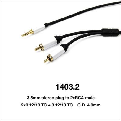 Aux Cable Mini 3.5mm Stereo Plug to 2 X RCA Male (1403-2)