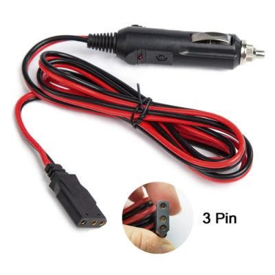 CB Power Cord Cable 2-Wire 15A 3-Pin Plug Fused Replacement with 12V Cigarette Lighter Plug for Ham Radio