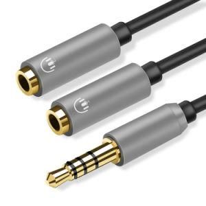 Alloy Shell Case 3.5mmtrrs Male to 2 Female Splitter Audio Cable