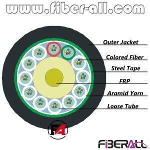 Stranded 144f Gyfts Outdoor Optical Fiber Cable with Steel Tape