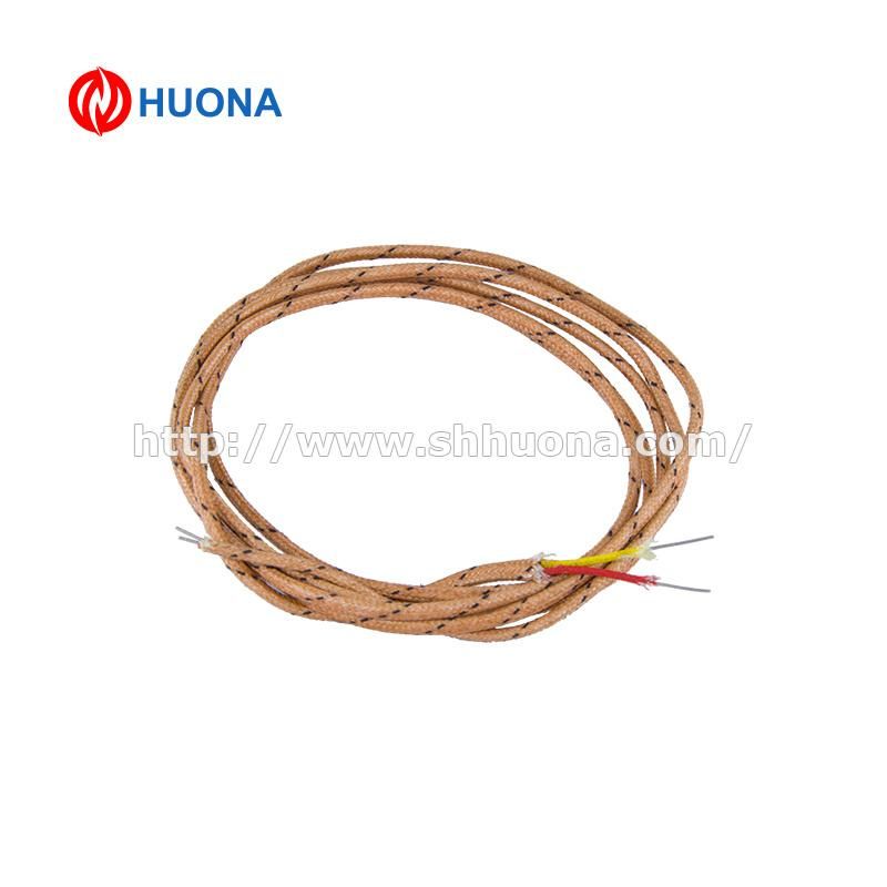 2X 0.51 mm Red-Yellow Fiberglass Insulated Type K Thermocouple Extension Wire with High Temp. 800c