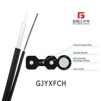 FTTH Indoor Outdoor 2 Core Self-Support Steel Wire Type Fiber Optic Cable Single Mode Drop Cable GJYXFCH