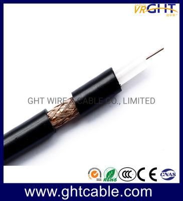 75ohm 21AWG CCS Black PVC Coaxial Cable RG6