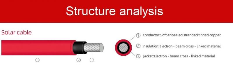 PV Cable Solar Cable 6mm2 Single Strands XLPE Flexible Cable 100m