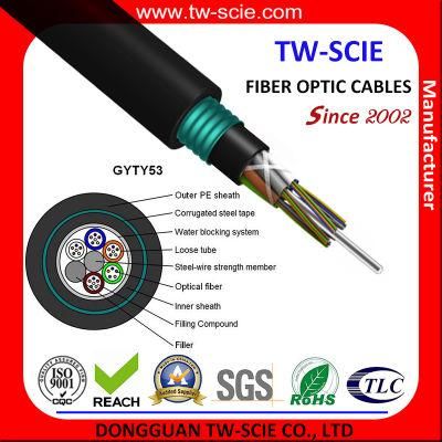 Rodent-Proof Double PE Sheath 12/24 Core Fiber Optic Cable GYTY53