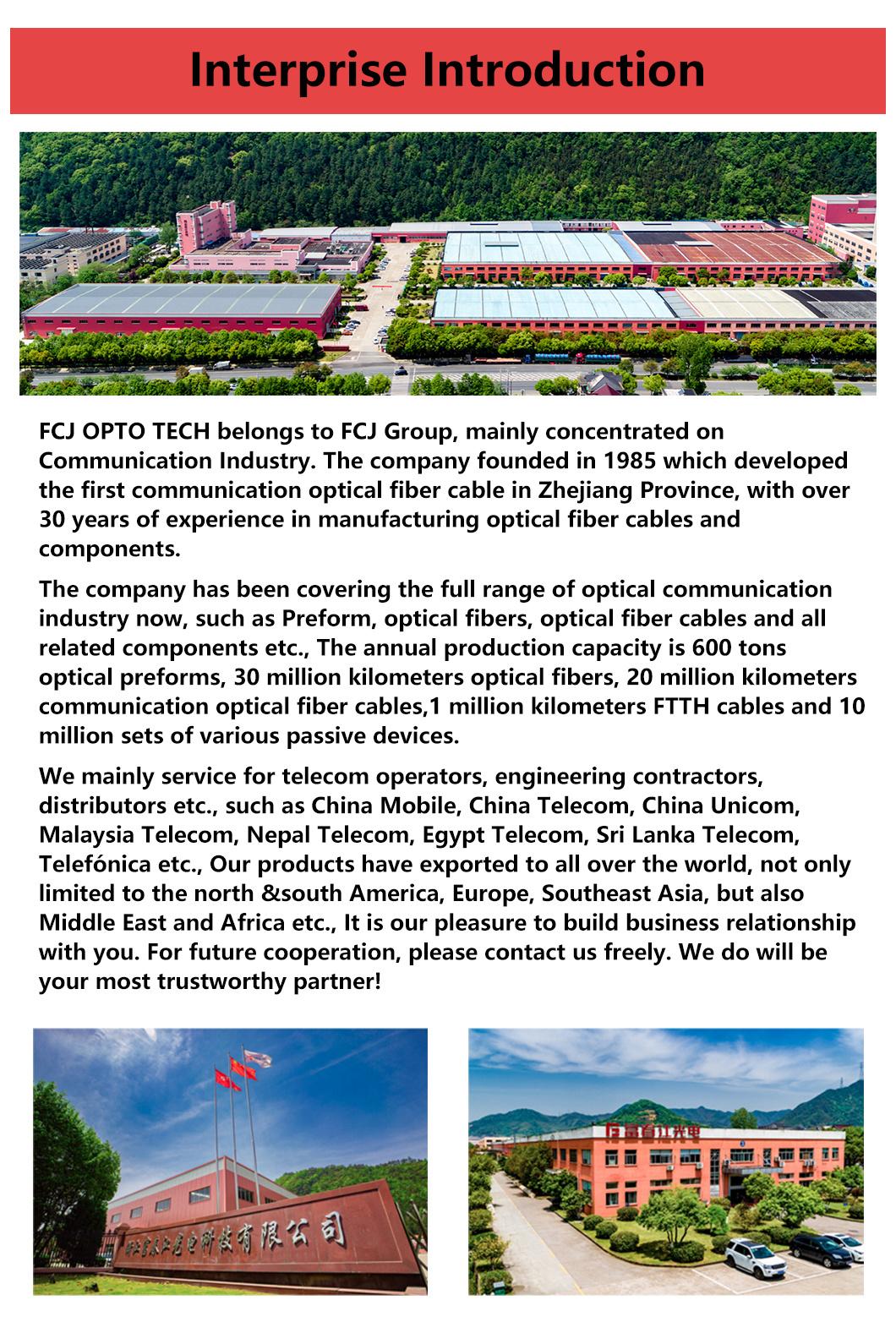 Fcj Opto Tech 29 Years OEM Factory High Margin Products Single Mode Outdoor 8 16 24 32 48 Core GYTA53 Fiber Optic Cable