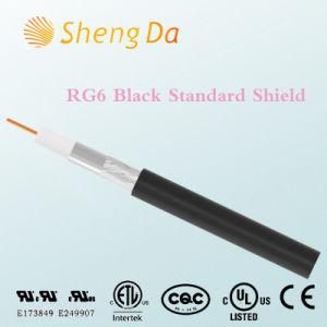 90% Braiding Coverage RG6 Black Coaxial Cable for Indoor CCTV Systems