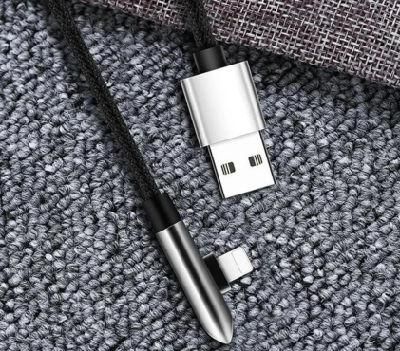 Fabric Braided Right-Angle USB Cable for Apple/Android/Type C Cell Phone