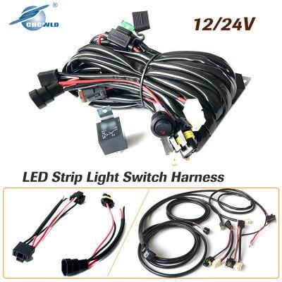 12/24V LED Work Strip Light Wiring Harness Relay Kit Switch Light Spotlights