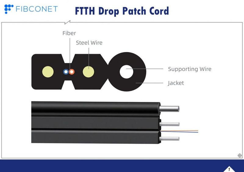 FTTH Single Mode Simplex Sc/Upc PVC LSZH Fiber Optic Drop Cable Outdoor Fiber Optic Patch Cord
