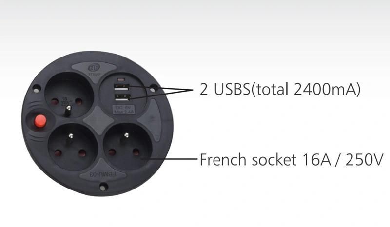 Jm0119A-Cr-17fu French Type Cable Reel with Children Protection and 2*Usbs