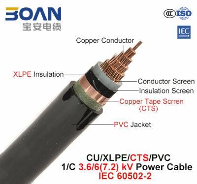 Cu/XLPE/Cts/PVC, Power Cable, 3.6/6 (7.2) Kv, 1/C (IEC 60502-2)