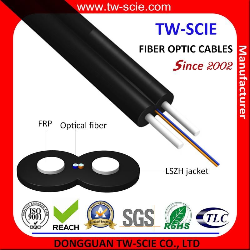 2 Core Single Mode Optical Fiber Cable Long Distance FTTH Drop Cable
