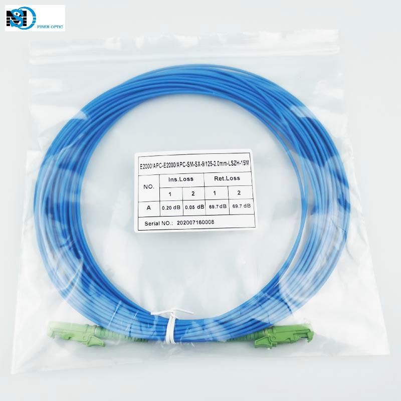 FTTH E2000/APC-E2000/APC Simplex Single Mode G657A or Customized Fiber Optic Patch Cord Fiber Jumper