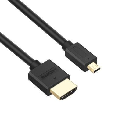 OEM Factory gold plug support 4K 3D 18Gbps high speed micro hdmi to hdmi cable 4k