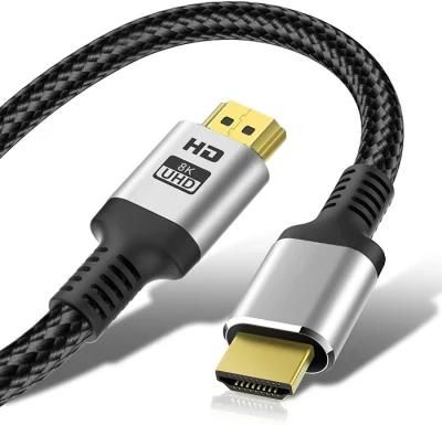 OEM ODM 24K Gold Plated Contact Bare Copper Cotton Braided Cable HDMI 8K for PS5