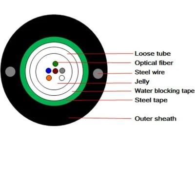 GYXTW 4core or 8 Core Outdoor Aerial Singlemode Drop Cable Armoured Fiber Optical Cable with Steel Messenger