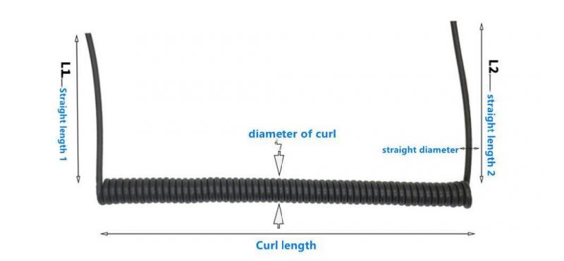 Matt or Glossy Electrical Spring Spiral Coiled Wire Cable Customized Connected Assembly DC Power Cable