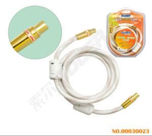 Suoer 1.8m Gold Connector Braided Wire Double Loop TV AV Cable