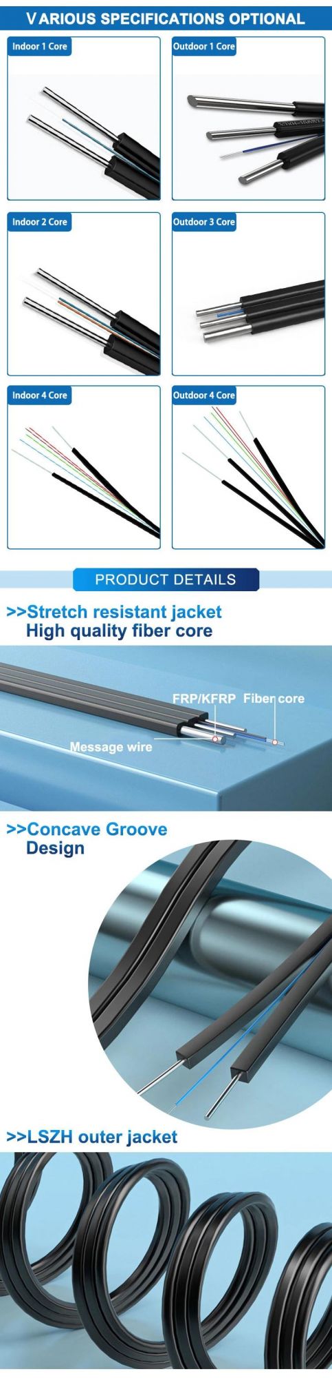 FTTH Fittings FTTH Flat Arial Wire/Duct Drop Cable FTTH Clamp Fiber Optic Fittings FTTH