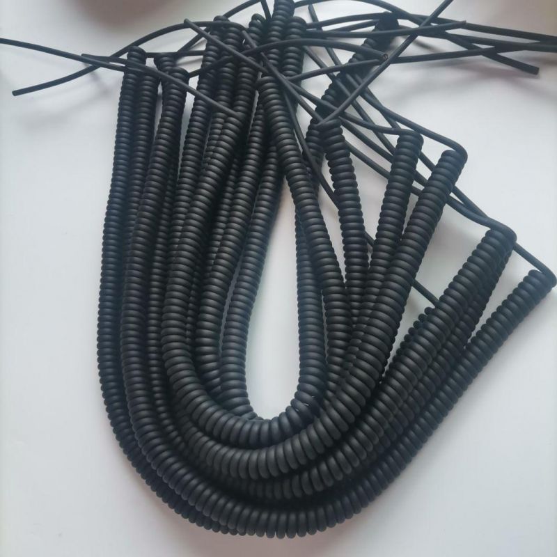 Matt or Glossy Electrical Spring Spiral Coiled Wire Cable Customized Connected Assembly DC Power Cable