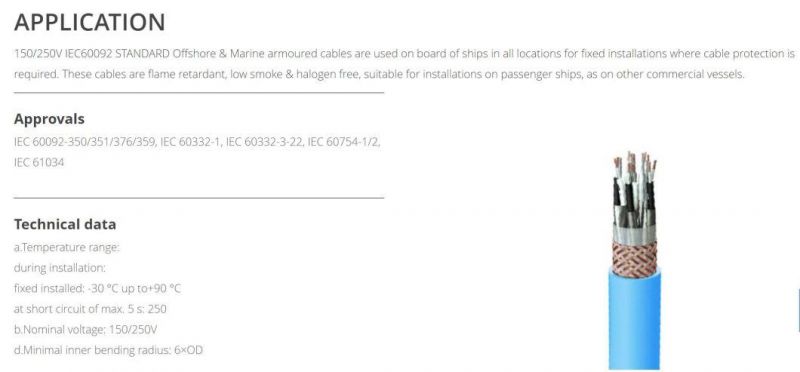 Epr/XLPE/PVC/Nr+SBR Insulated Marine Shipboard Power Control Communication Cable