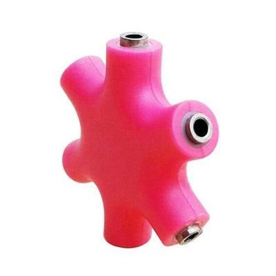 3.5mm Multi Headphone Headset Earphone Splitter Adapter 1 to 5 Way Stereo Audio Hub-Pink