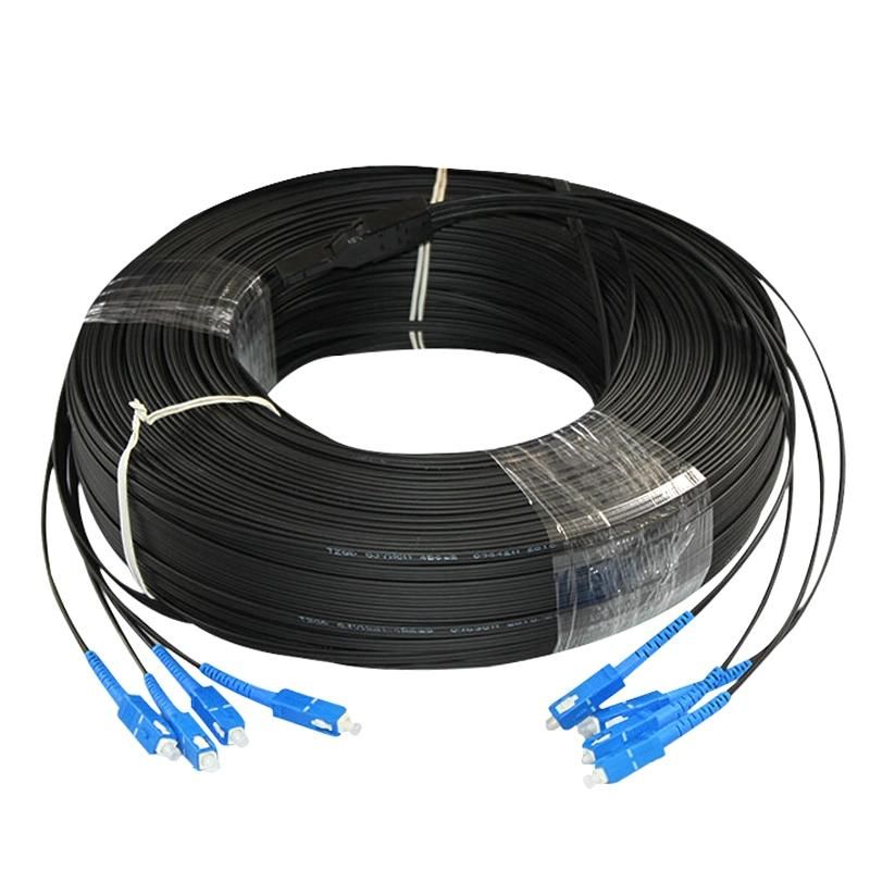 G657A2 1 2 Core FTTH Self-Supporting Single-Mode Metal Strength Member Fiber Optic Drop Cable
