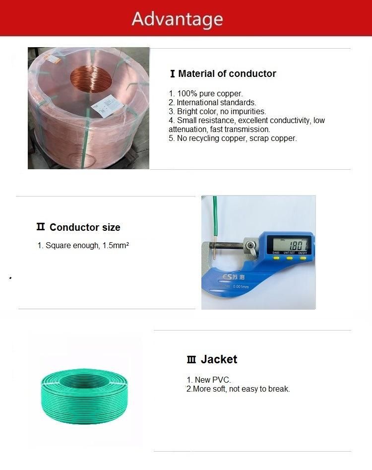 BV Electric Wire for Instrument & Lighting with Voltage 450V/750V Air Conditioning Cable