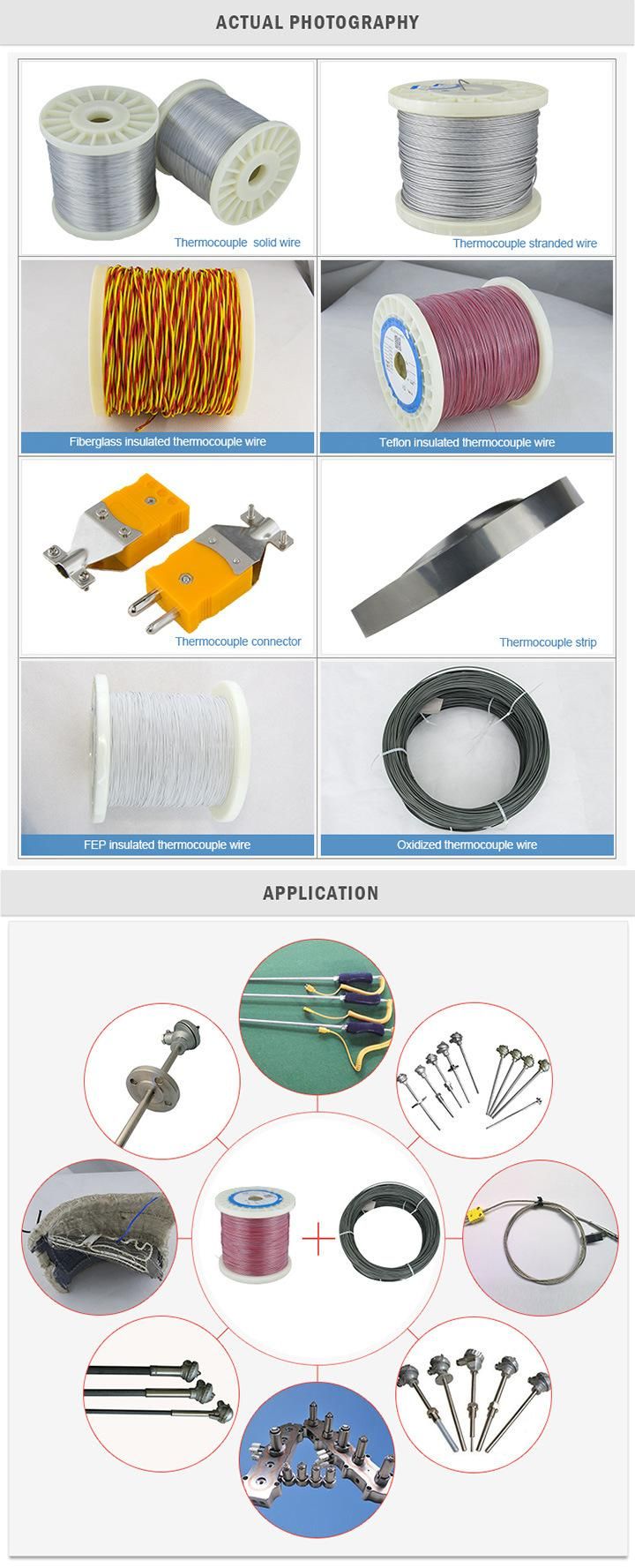 PTFE/ FEP/ fiberglass  insulated Thermocouple extension cable (type JX)
