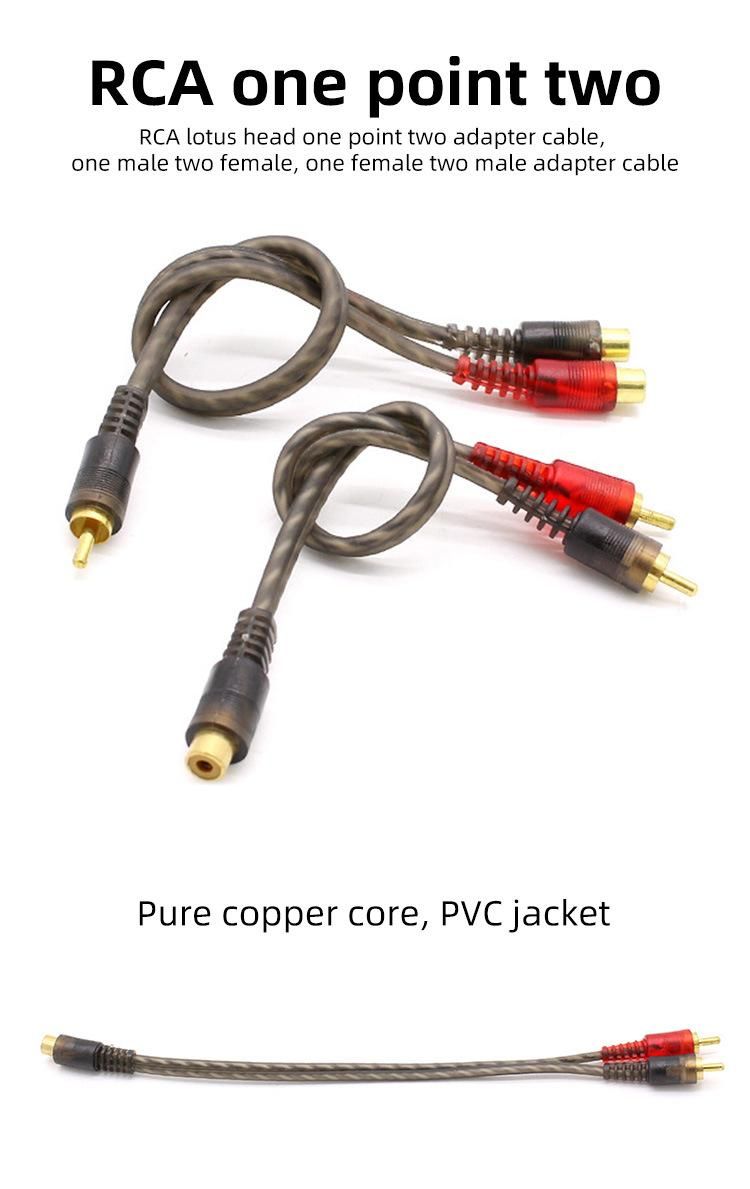 Wholesale Supply All Kind of Audio AMP Wires One to Two Amplifier RCA Cable for Car