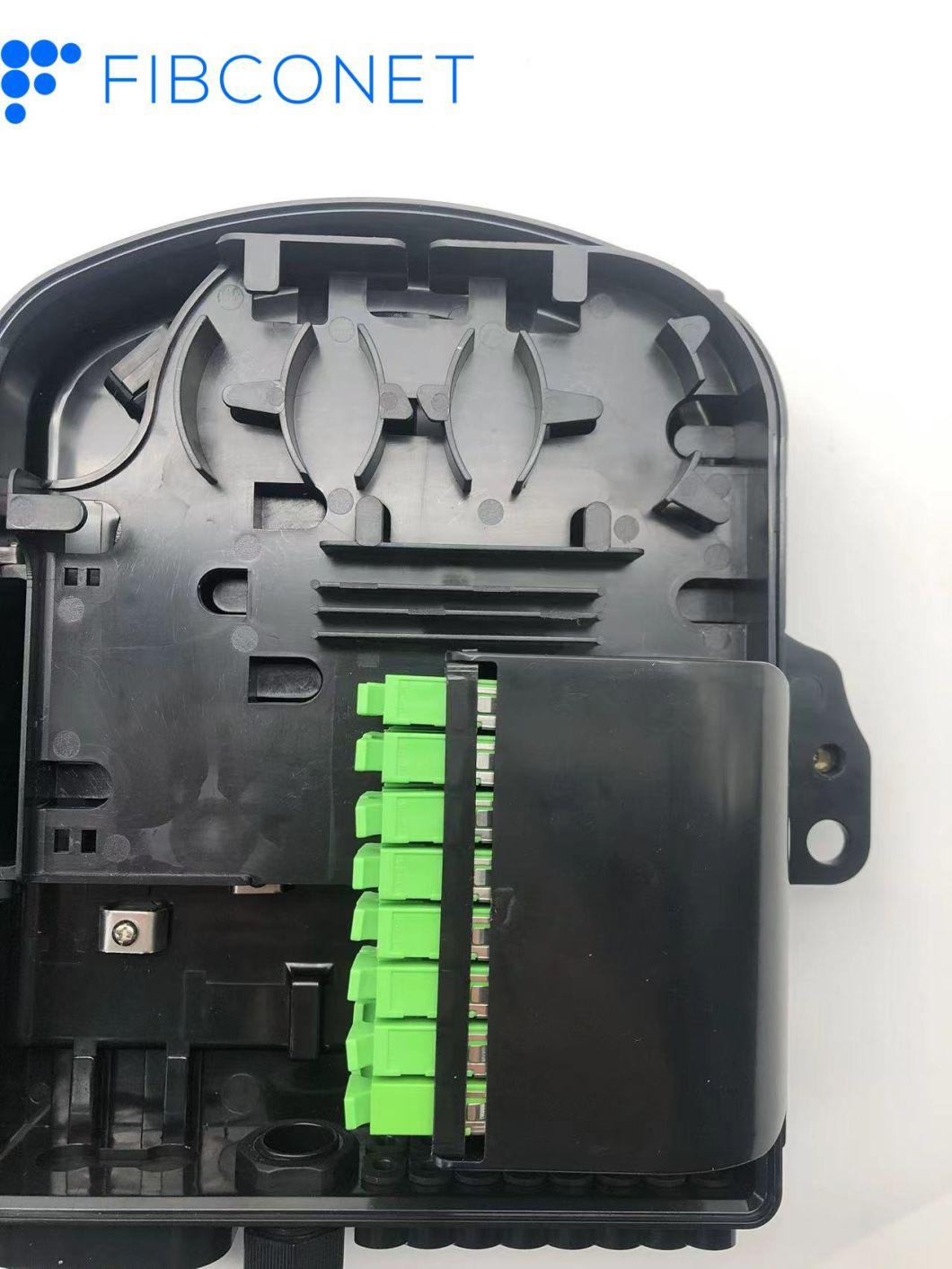 FTTH Fiber Optic Distribution Box 1in/16 Cores Black PLC Splitter Terminal Box