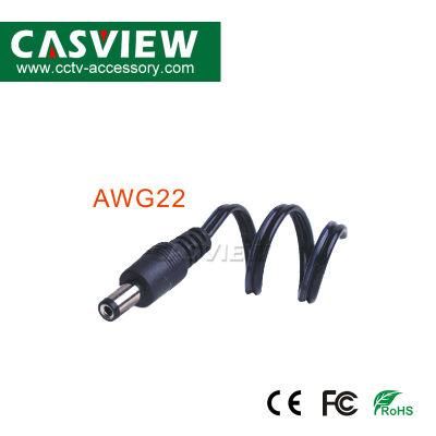 CCTV DC Power Male Connector Black 5.5X2.1mm Cable Plug Camera Wire Pigtail Adapter