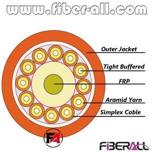 12fibers Breakout Indoor Fiber Optic Cable with 2.0mm Simplex Fan-out FRP