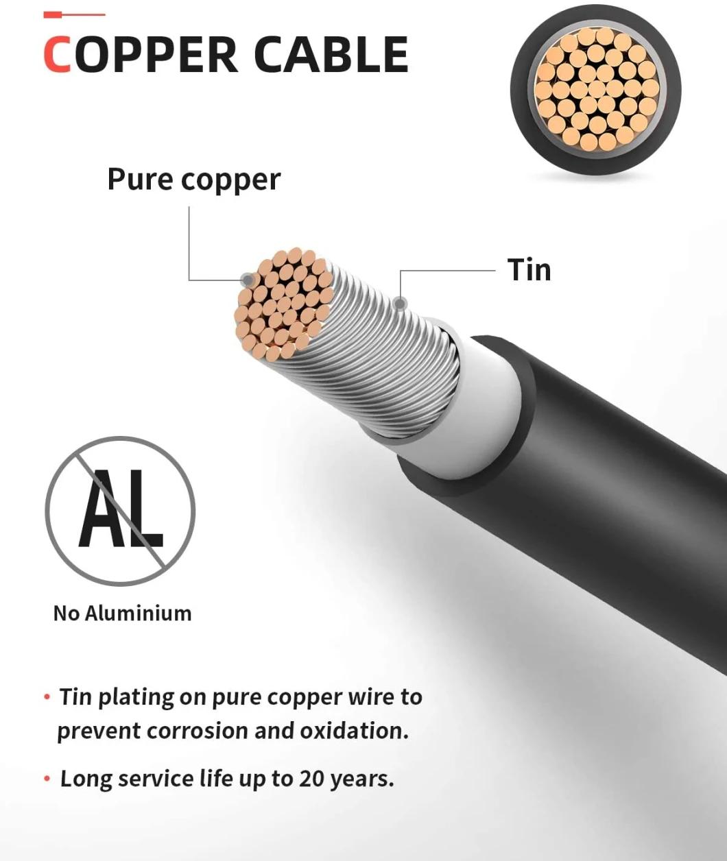 18-4/0 AWG 40º C~125º C Sunlight Resistant Tinned Copper Core Environment-Friendly Solar PV Cable