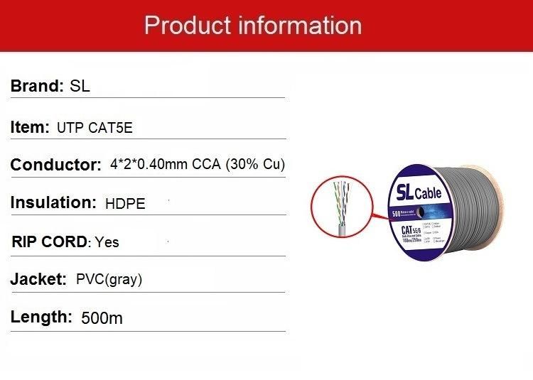 SL UTP Cat5e LAN Cable CCA Cable for Cabling