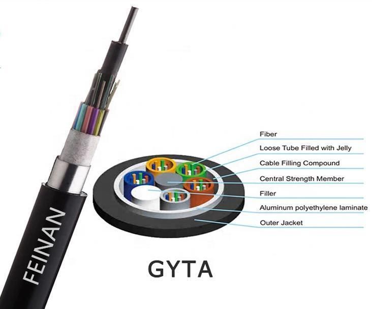 Drop Cable Outdoor 12/24/48/96 Core GYTA Stranded Armored Fiber Optic Cable for Communication