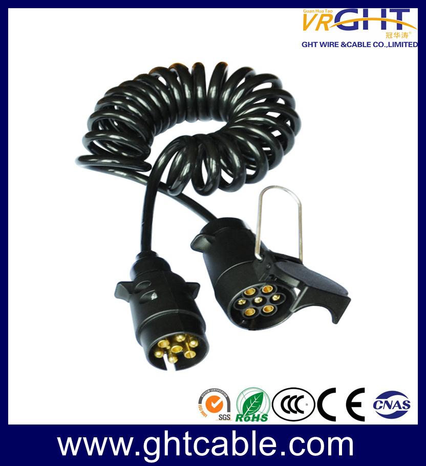 7 Core Spring Wire Trailer Cable, 7 Pin Truck Electric Coiled 4p Aviation Connector Camera Semi-Trailer Spiral Cable