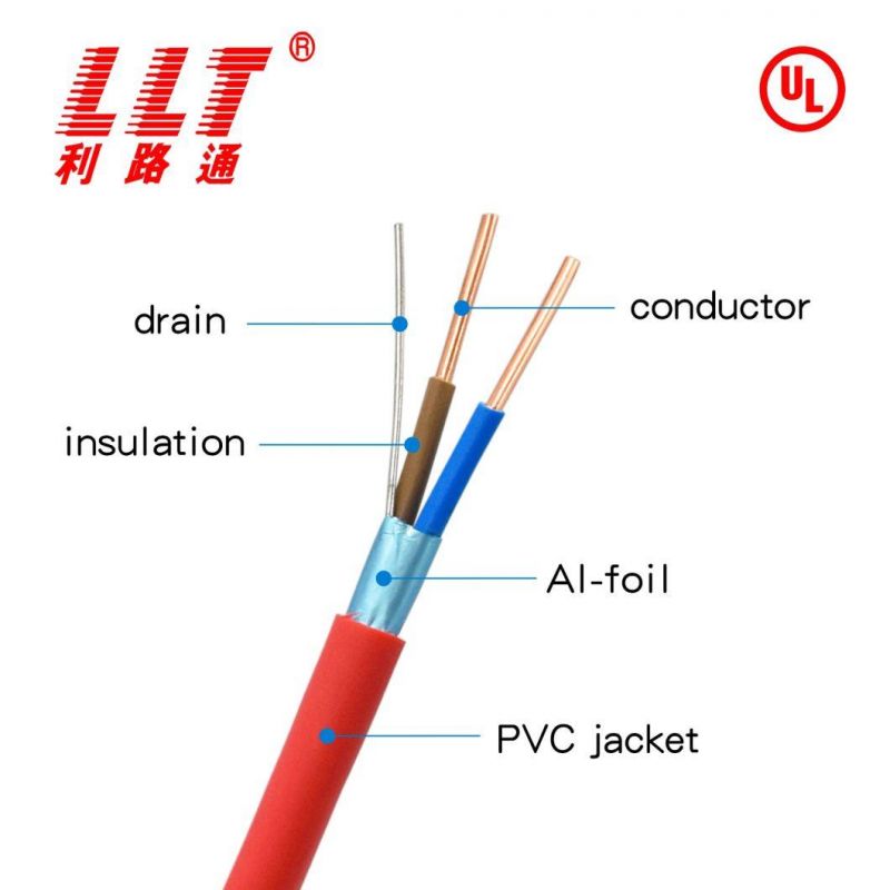 Stranded Bare Copper Conductor 2c 16AWG Shielded Fire Alarm Cable for Use in Security System
