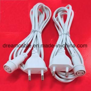 1m White VDE EU Power Cord with Waterproof Plug