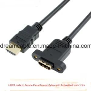 30cm Black HDMI Panel Mount Cable with Embedded Nuts