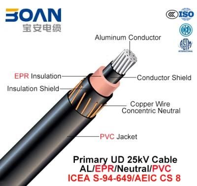 Primary Ud Cable, 25 Kv, Al/Epr/Neutral/PVC (AEIC CS 8/ICEA S-94-649)