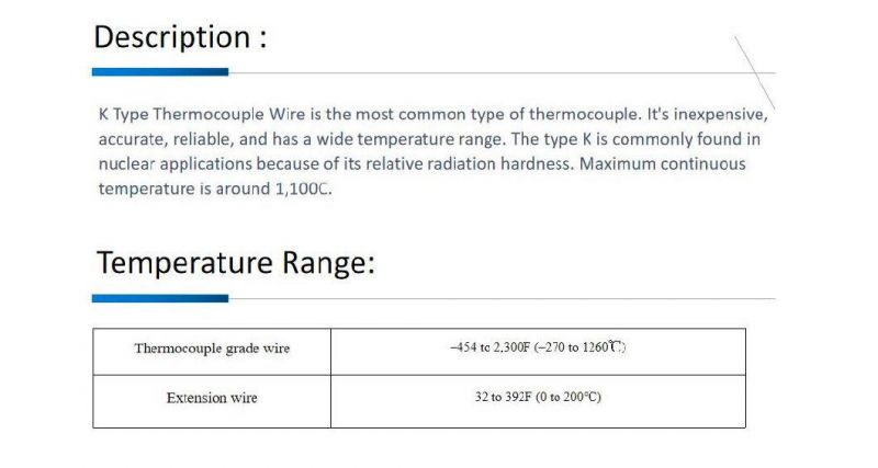 Diameter 6mm Thermocouple Wire Tc Wire
